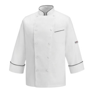 EGOCHEF ANDREA PIPING CHEF JACKET - WHITE BLACK - ERGASIA STORES