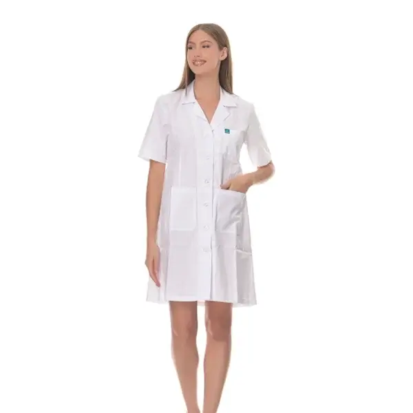 ALEZI - WOMAN SHORT SLEEVE MEDICAL ROBE FRONT 1 - ERGASIA STORES