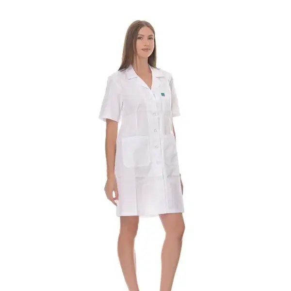 ALEZI - WOMAN SHORT SLEEVE MEDICAL ROBE SIDE 2 - ERGASIA STORES